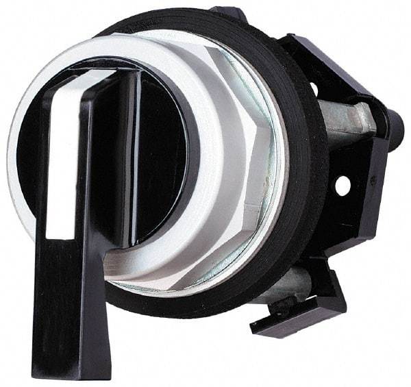 Eaton Cutler-Hammer - 30-1/2mm Mount Hole, 3 Position, Lever Operated, Selector Switch Only - Black, Momentary (MO) - Maintained (MA) - Maintained (MA), Nonilluminated, Oil and Watertight - USA Tool & Supply