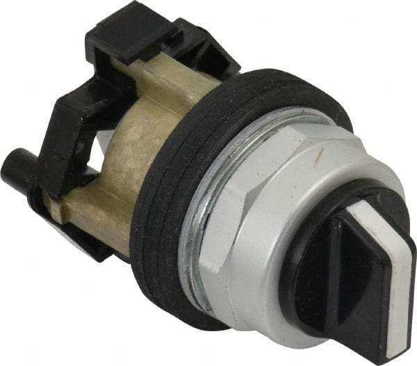 Eaton Cutler-Hammer - 30-1/2mm Mount Hole, 3 Position, Knob Operated, Selector Switch Only - Black, Maintained (MA) - Maintained (MA) - Momentary (MO), Nonilluminated, Oil and Watertight - USA Tool & Supply