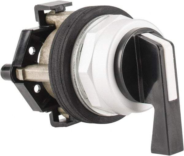 Eaton Cutler-Hammer - 30-1/2mm Mount Hole, 3 Position, Lever Operated, Selector Switch Only - Black, Maintained (MA) - Maintained (MA) - Momentary (MO), Nonilluminated, Oil and Watertight - USA Tool & Supply