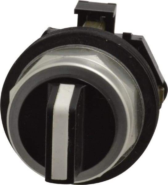 Eaton Cutler-Hammer - 30-1/2mm Mount Hole, 3 Position, Knob Operated, Selector Switch Only - Black, Momentary (MO) - Maintained (MA) - Momentary (MO), Nonilluminated, Oil and Watertight - USA Tool & Supply