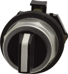 Eaton Cutler-Hammer - 30-1/2mm Mount Hole, 3 Position, Knob Operated, Selector Switch Only - Black, Momentary (MO) - Maintained (MA) - Momentary (MO), Nonilluminated, Oil and Watertight - USA Tool & Supply