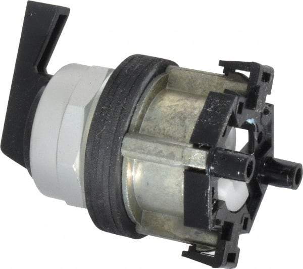 Eaton Cutler-Hammer - 30-1/2mm Mount Hole, 3 Position, Lever Operated, Selector Switch Only - Black, Momentary (MO) - Maintained (MA) - Momentary (MO), Nonilluminated, Oil and Watertight - USA Tool & Supply