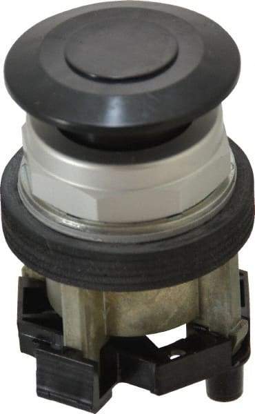 Eaton Cutler-Hammer - 30-1/2mm Mount Hole, Extended Mushroom Head, Pushbutton Switch Only - Round, Black Pushbutton, Nonilluminated, Maintained (MA), Corrosion Resistant, Oiltight and Watertight - USA Tool & Supply