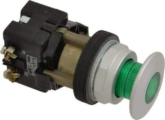 Eaton Cutler-Hammer - Extended Mushroom Head Pushbutton Switch Operator - Green, Round Button, Incandescent Lamp, Illuminated - USA Tool & Supply