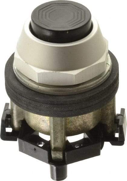 Eaton Cutler-Hammer - 30-1/2mm Mount Hole, Extended Straight, Pushbutton Switch Only - Round, Black Pushbutton, Nonilluminated, Momentary (MO), Corrosion Resistant, Oiltight and Watertight - USA Tool & Supply
