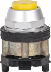 Eaton Cutler-Hammer - 30-1/2mm Mount Hole, Extended Straight, Pushbutton Switch - Yellow Pushbutton, Nonilluminated, Momentary (MO) - USA Tool & Supply