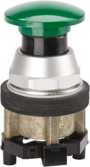 Eaton Cutler-Hammer - 40mm Mount Hole, Extended Mushroom Head, Pushbutton Switch Only - Round, Green Pushbutton, Nonilluminated, Momentary (MO), Corrosion Resistant, Oiltight and Watertight - USA Tool & Supply