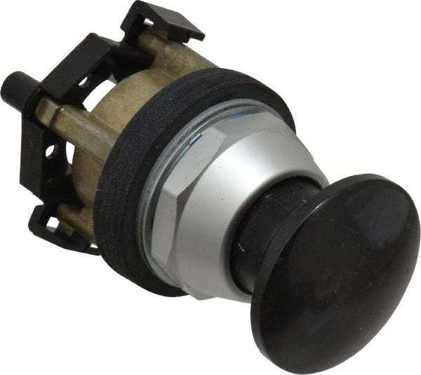 Eaton Cutler-Hammer - 30.5mm Mount Hole, 3035mm Extended Mushroom Head, Pushbutton Switch Only - Round, Black Pushbutton, Nonilluminated, Momentary (MO), Corrosion Resistant, Oiltight & Watertight - USA Tool & Supply