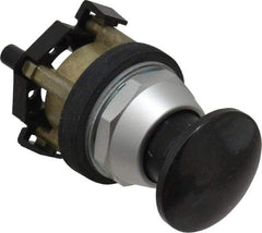 Eaton Cutler-Hammer - 30.5mm Mount Hole, 3035mm Extended Mushroom Head, Pushbutton Switch Only - Round, Black Pushbutton, Nonilluminated, Momentary (MO), Corrosion Resistant, Oiltight & Watertight - USA Tool & Supply