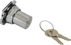 Eaton Cutler-Hammer - 30-1/2mm Mount Hole, 2 Position, Key Operated, Selector Switch Only - Silver, Momentary (MO) - USA Tool & Supply