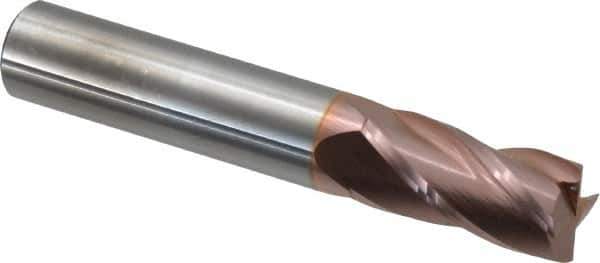 SGS - 1/2", 1" LOC, 1/2" Shank Diam, 3" OAL, 4 Flute, Solid Carbide Square End Mill - Single End, TiCN Finish, Spiral Flute, 30° Helix, Centercutting, Right Hand Cut, Right Hand Flute, Series 1 - USA Tool & Supply