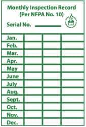 NMC - "Monthly Inspection Record", 3" Long x 2" Wide, Paper Safety Sign - Rectangle, Use for Inspection, Testing & Accident Data - USA Tool & Supply