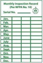NMC - "Monthly Inspection Record", 3" Long x 2" Wide, Paper Safety Sign - Rectangle, Use for Inspection, Testing & Accident Data - USA Tool & Supply