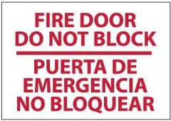 NMC - Fire Door - Do Not Block, Plastic Fire Sign - 14" Wide x 10" High, English/Spanish - USA Tool & Supply