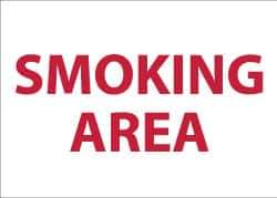 NMC - "Smoking Area", 10" Long x 14" Wide, Pressure-Sensitive Vinyl Safety Sign - Rectangle, 0.004" Thick, Use for Smoking Regulations - USA Tool & Supply