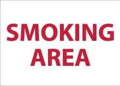 NMC - "Smoking Area", 10" Long x 14" Wide, Pressure-Sensitive Vinyl Safety Sign - Rectangle, 0.004" Thick, Use for Smoking Regulations - USA Tool & Supply
