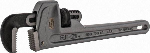 Ridgid - 10" Aluminum Straight Pipe Wrench - 1-1/2" Pipe Capacity - USA Tool & Supply