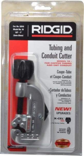 Ridgid - 1/8" to 1" Pipe Capacity, Screw Feed Tubing Cutter - Cuts Copper, Aluminum, Brass - USA Tool & Supply