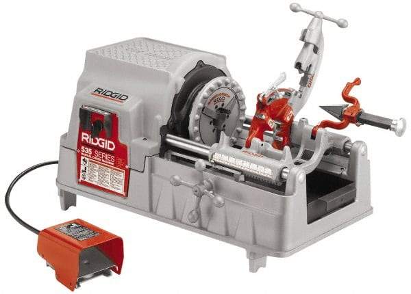 Ridgid - 1/8 to 2 Inch Pipe, 36 RPM Spindle Speed, 1/2 hp, Pipe Threading Machine - Forward, Off, Reverse with Integral Safety Foot Switch Motor Control, Model 341 Reamer, 115 Volts - USA Tool & Supply