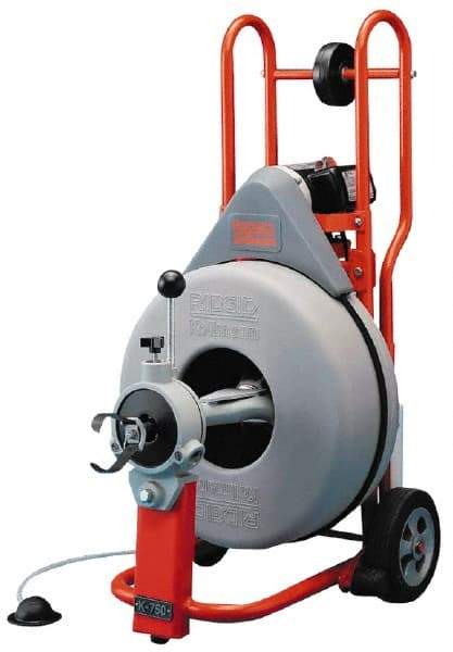 Ridgid - Electric Battery Drain Cleaning Machine - For 3" to 8" Pipe, 100' Cable, 200 Max RPM - USA Tool & Supply