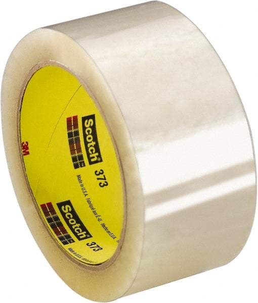 3M - 3" x 55 Yd Clear Rubber Adhesive Sealing Tape - Polypropylene Film Backing, 2.5 mil Thick, 60 Lb Tensile Strength, Series 373 - USA Tool & Supply