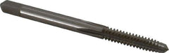 Made in USA - #8-24 UNS 4 Flute Bright Finish High Speed Steel Straight Flute Standard Hand Tap - Plug, Right Hand Thread, 2-1/8" OAL, 3/4" Thread Length, H3 Limit, Oversize - Exact Industrial Supply