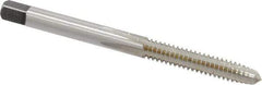 Made in USA - 3/16-24 UNS 4 Flute Bright Finish High Speed Steel Straight Flute Standard Hand Tap - Plug, Right Hand Thread, 2-3/8" OAL, 7/8" Thread Length, H3 Limit, Oversize - USA Tool & Supply