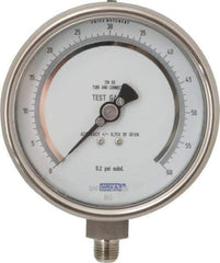 Wika - 4" Dial, 1/4 Thread, 0-300 Scale Range, Pressure Gauge - Lower Connection Mount, Accurate to 0.25% of Scale - USA Tool & Supply