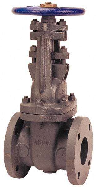 NIBCO - 3" Pipe, Class 125, Flanged Iron Solid Wedge OS & Y Gate Valve with Iron Trim - 200 WOG, 125 WSP, Bolted Bonnet - USA Tool & Supply