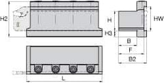 Kennametal - Tool Block Style A2TZN, 26mm Blade Height, 86mm OAL, 44mm OAH, Indexable Cutoff Blade Tool Block - 20mm Shank Height, 19mm Shank Width, Reversible, Series A2 Cut-Off - USA Tool & Supply
