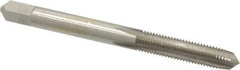 Made in USA - #12-32 UNEF 4 Flute Bright Finish High Speed Steel Straight Flute Standard Hand Tap - Plug, Right Hand Thread, 2-3/8" OAL, 15/16" Thread Length, H3 Limit, Oversize - Exact Industrial Supply
