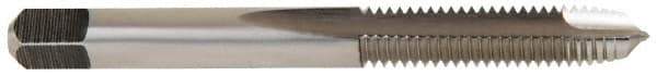Made in USA - 1/4-24 UNS, 2 Flute, Bright Finish, High Speed Steel Spiral Point Tap - Plug Chamfer, Right Hand Thread, 2-1/2" OAL, 1" Thread Length, 0.255" Shank Diam - Exact Industrial Supply