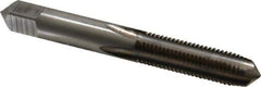 Made in USA - 3/8-20 UNS 4 Flute Bright Finish High Speed Steel Straight Flute Standard Hand Tap - Plug, Right Hand Thread, 2-15/16" OAL, H3 Limit, Oversize - Exact Industrial Supply