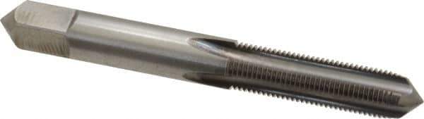 Made in USA - 3/8-27 UNS 4 Flute Bright Finish High Speed Steel Straight Flute Standard Hand Tap - Plug, Right Hand Thread, 2-15/16" OAL, H3 Limit, Oversize - Exact Industrial Supply