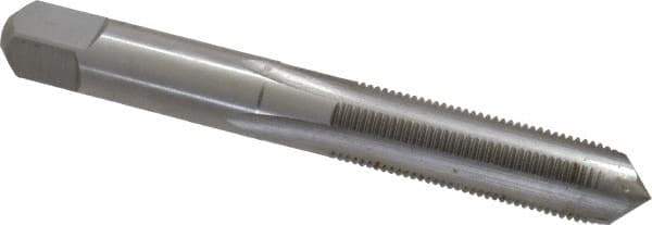 Made in USA - 3/8-28 UNS 4 Flute Bright Finish High Speed Steel Straight Flute Standard Hand Tap - Plug, Right Hand Thread, 2-15/16" OAL, 1-1/4" Thread Length, H3 Limit, Oversize - Exact Industrial Supply