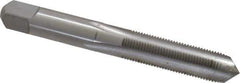Made in USA - 3/8-28 UNS 4 Flute Bright Finish High Speed Steel Straight Flute Standard Hand Tap - Plug, Right Hand Thread, 2-15/16" OAL, 1-1/4" Thread Length, H3 Limit, Oversize - Exact Industrial Supply
