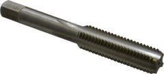 Made in USA - 7/16-16 UNS 4 Flute Bright Finish High Speed Steel Straight Flute Standard Hand Tap - Bottoming, Right Hand Thread, 3-5/32" OAL, 1-7/16" Thread Length, H3 Limit, Oversize - Exact Industrial Supply