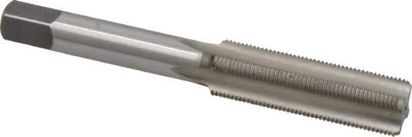 Made in USA - 7/16-32 UNS 4 Flute Bright Finish High Speed Steel Straight Flute Standard Hand Tap - Bottoming, Right Hand Thread, 3-5/32" OAL, H3 Limit, Oversize - Exact Industrial Supply