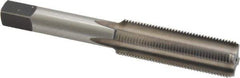 Made in USA - 1/2-24 UNS 4 Flute Bright Finish High Speed Steel Straight Flute Standard Hand Tap - Bottoming, Right Hand Thread, 3-3/8" OAL, H3 Limit, Oversize - Exact Industrial Supply