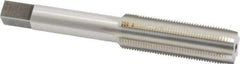 Made in USA - 1/2-27 UNS 6 Flute Bright Finish High Speed Steel Straight Flute Standard Hand Tap - Plug, Right Hand Thread, 3-3/8" OAL, 1-21/32" Thread Length, H3 Limit, Oversize - Exact Industrial Supply