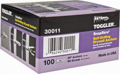 Toggler - #6 to 10 Screw, 5/16" Diam, 1-5/8" Long, 3/8 to 5/8" Thick, Self Drilling Drywall & Hollow Wall Anchor - Thermoplastic Alloy, Use in Drywall - USA Tool & Supply