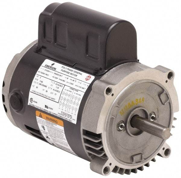 US Motors - 1/2 hp, ODP Enclosure, Manual Thermal Protection, 1,625 RPM, 115 Volt, 60/50 Hz, Single Phase Permanent Split Capacitor (PSC) Motor - Size 56 Frame, Cradle Mount, 1 Speed, Ball Bearings, 5.0/5.7 Full Load Amps, B Class Insulation, Reversible - USA Tool & Supply