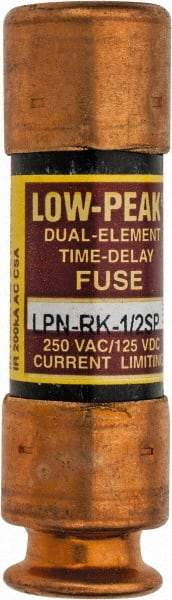Cooper Bussmann - 125 VDC, 250 VAC, 0.5 Amp, Time Delay General Purpose Fuse - Fuse Holder Mount, 50.8mm OAL, 100 at DC, 300 at AC (RMS) kA Rating, 9/16" Diam - USA Tool & Supply