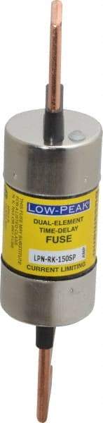 Cooper Bussmann - 250 VAC/VDC, 150 Amp, Time Delay General Purpose Fuse - Bolt-on Mount, 7-1/8" OAL, 100 at DC, 300 at AC (RMS) kA Rating, 1-9/16" Diam - USA Tool & Supply