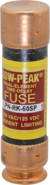 Cooper Bussmann - 125 VDC, 250 VAC, 60 Amp, Time Delay General Purpose Fuse - Fuse Holder Mount, 76.2mm OAL, 100 at DC, 300 at AC (RMS) kA Rating, 13/16" Diam - USA Tool & Supply