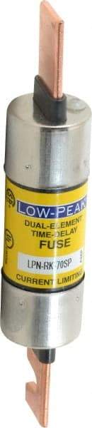 Cooper Bussmann - 250 VAC/VDC, 70 Amp, Time Delay General Purpose Fuse - Bolt-on Mount, 5-7/8" OAL, 100 at DC, 300 at AC (RMS) kA Rating, 1-1/16" Diam - USA Tool & Supply
