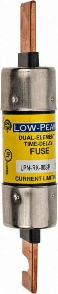 Cooper Bussmann - 250 VAC/VDC, 80 Amp, Time Delay General Purpose Fuse - Bolt-on Mount, 5-7/8" OAL, 100 at DC, 300 at AC (RMS) kA Rating, 1-1/16" Diam - USA Tool & Supply