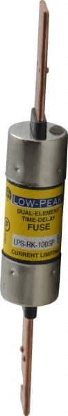 Cooper Bussmann - 300 VDC, 600 VAC, 100 Amp, Time Delay General Purpose Fuse - Bolt-on Mount, 7-7/8" OAL, 100 at DC, 300 at AC (RMS) kA Rating, 1-5/16" Diam - USA Tool & Supply