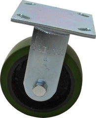Albion - 5" Diam x 2" Wide x 6-1/2" OAH Top Plate Mount Rigid Caster - Polyurethane, 1,000 Lb Capacity, Precision Sealed Bearing, 4 x 4-1/2" Plate - USA Tool & Supply