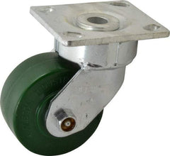 Albion - 4" Diam x 2" Wide x 5-5/8" OAH Top Plate Mount Swivel Caster - Polyurethane, 1,000 Lb Capacity, Roller Bearing, 4 x 4-1/2" Plate - USA Tool & Supply